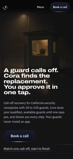 CoverageOps website, phone view